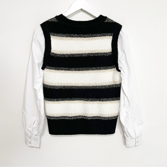 BOGO! Evereve Lucy Two-Fer Sweater Vest Puff Sleeve Blouse Size XS - Picture 7 of 10